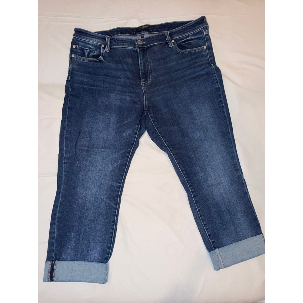 Liverpool Charlie Crop Skinny Jeans Womens 16W Blue Indigo Excellent Denim Pants